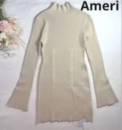 新品✨アメリ　UND 2WAY YARN LACE UP リブ編み　ベルスリーブ
