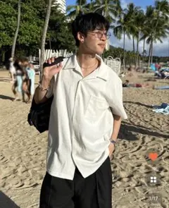 半袖シャツ　ホワイト　メンズ