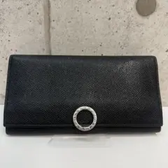 ガ*α様 BVLGARIブルガリ ブラックレザー長財布 ロゴグリップ