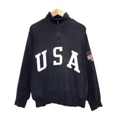 90s POLO ラルフローレン ビンテージハーフジップトレーナー　USAロゴ
