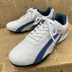 新品★メンズ★24.5cm★フェイクレザーコートスニーカー 青 白 1189