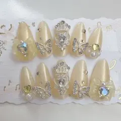 #151【現品】量産型 ゆめかわ 韓国 推し マグネット イエロー ネイルチップ