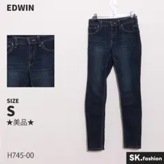 ★美品★ EDWIN パンツ　スキニー　デニム　ロゴ　革パッチ　スタンダード