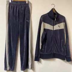 PUMA ベロアジャージ セットアップ メンズL グレー