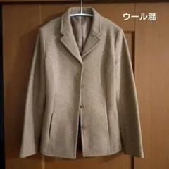 ベージュ ウール混 テーラードジャケット