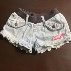 女児DATフリル付きデニムショートパンツ 110cm