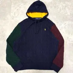 【希少カラー XXL】ポロラルフローレン 現行タグ マルチカラー ニットパーカー