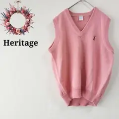 ウール混✨ヘリテージ◇ニットベスト ワンポイント刺繍 ゴルフウェア リブ 11