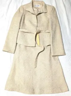 【美品】22オクトーブル ラメツイード セットアップスーツ ベージュ 38 40