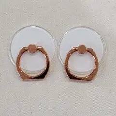 スマホリング　2個入り　透明　薄型　ローズゴールド　バンカーリング　おしゃれ
