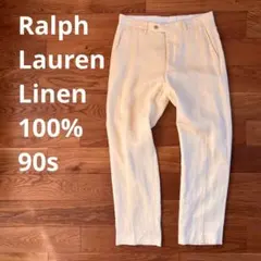 90s Ralph Lauren リネンパンツ W32 L32 ライトイエローのサムネイル