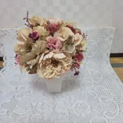 造花 フラワーアレンジメント ベージュ ピンク系