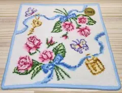 【FEILER】バラと蝶 ハンカチ 約25cm 非売品