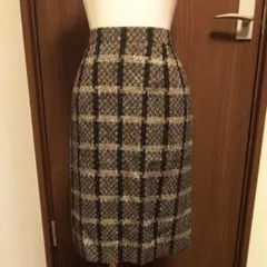 最終再値下げ昭和レトロ膝丈スカートvintage W64秋冬用シルク混