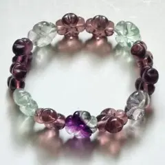 【186】フローライト四葉のクローバーブレスレット