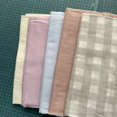 無地・チェック柄ガーゼ生地セット売り 110cm x 495cm 5色