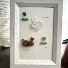 シーグラスアート　うさぎ　インテリア　雑貨　癒し　飾り　ハンドメイド　プレゼント