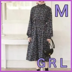 【ＧＲＬ】花柄シャーリングハイネックワンピース 花柄　Mサイズ
