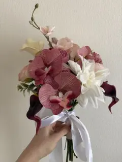 ブーケ　ブートニア　ヘッドアクセ　セット　高級造花