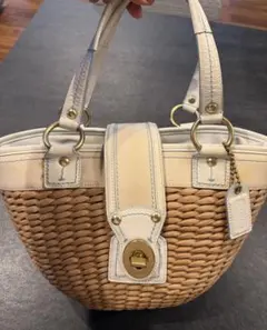 COACH かごバッグ ターンロック ホワイト
