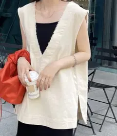 Discoat USコットンフリンジ深Vベスト