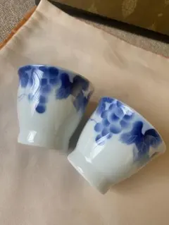 深川製磁　ブルーワイナリー　湯呑　2個セット