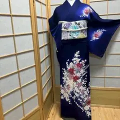［7184］訪問着 美品 未使用 草花文様 銀彩 ぼかし 正絹 着物 袷