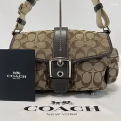 【美品】コーチ 06835 ソーホー シグネチャー ショルダーバッグ 肩掛け 茶