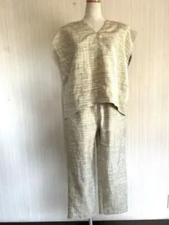 465 着物リメイク 正絹 訪問着 ワイドパンツセットアップ M〜L