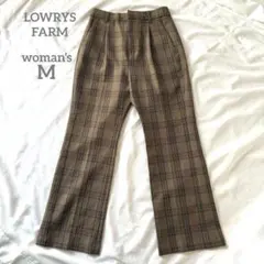 LOWRYS FARM チェック柄カジュアルパンツ ブラウン系 M