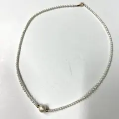 美品 留具 K18 真珠 淡水パールネックレス 長さ 約43.5㎝ SN1939