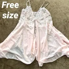 【新品】ベビードール ピンク レース シアー ランジェリー フリーサイズ