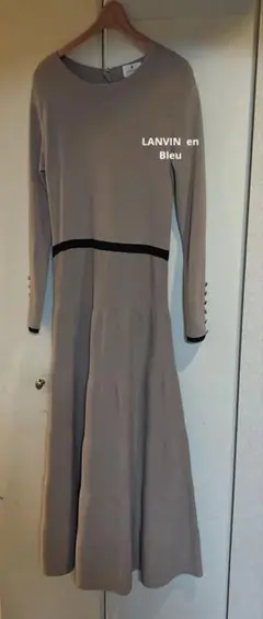 美品 LANVIN en bleu パフスリーブ ギャザー フレア ワンピース 2025年