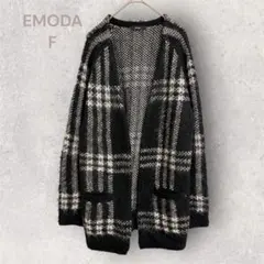 EMODA エモダ　ニットチェックカーディガン　カジュアル　モード系　おしゃれ