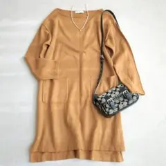 アメリカンホリック◇ニットワンピース ミディ丈 前面ポケット 大人カジュアル F