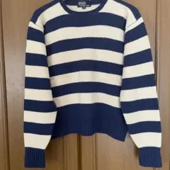 ポロラルフローレン ボーダーニット ネイビー グランジ ウール 短丈