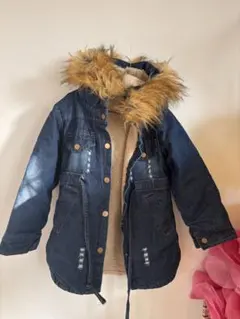 デニムジャケット ファー付き ボア裏地