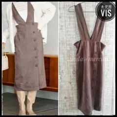 未使用✦ViS vis-a-vis秋冬スエード調ジャンパースカートモカ M