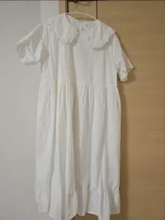 merry jenny フリル襟 半袖ひざ丈ワンピース