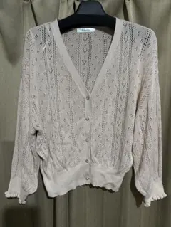 Khalita レース編みカーディガン 薄ピンク