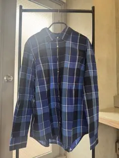 TOMMY HILFIGER 青系チェック柄 長袖シャツ