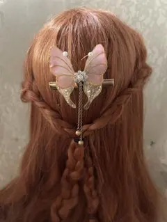 七五三　髪飾り　卒業式　成人式　浴衣　蝶々　 ウエディング　ピンク