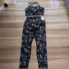 ボタニカルブラック Mサイズ スポーツブラとレギンスセット