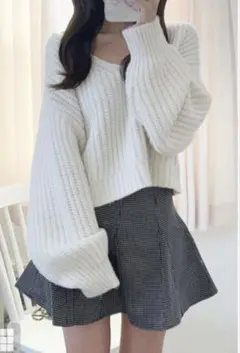 GRL／グレイル／ボリュームスリーブショート丈ニットトップス[dr610]