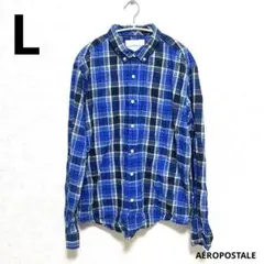 AÉROPOSTALE 長袖シャツ 『L 』青系チェック カジュアル オシャレ