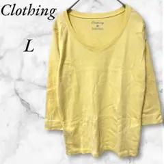 Clothing /西友　五分袖カットソー　Vネック　ストレッチ　L イエロー