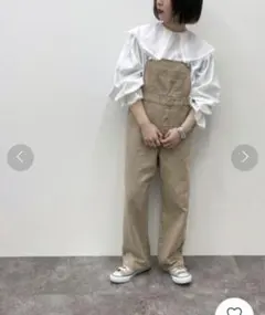 アプレジュールミニョン デニムサロペット オーバーオール ベージュ LLサイズのサムネイル