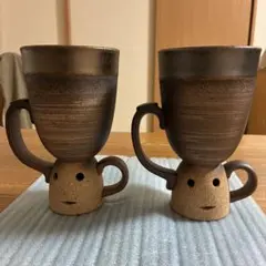 備前金彩はにわ大カップペア　安藤嘉規作のサムネイル