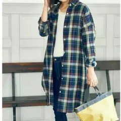 earth music&ecology チェックロングシャツ 羽織り 春