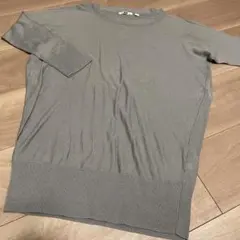 ユニクロ　ボートネック七分袖ニット　グレー